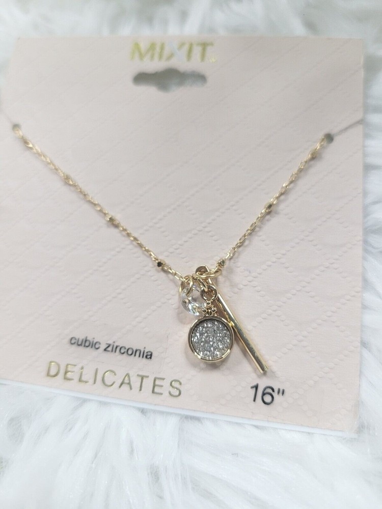 [358] MIXIT Cubic Zirconia Gold Rhinestone Necklace